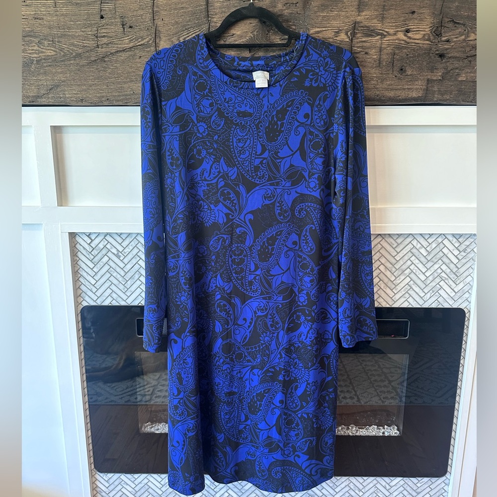 Chicos Blue/Black Paisley Dress